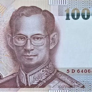 Thailandia 1.000 Baht valuta Banconota 2000 XF-UNC,- vecchia carta moneta - Banconote del mondo straniero - Collezione carta moneta.-regali per lui