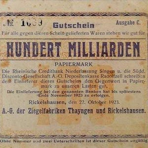 Germania Notgeld Stadt Rickelshausen 100 miliardi di marchi 1923 UNC,-. Denaro di emergenza - Vecchia carta moneta.-