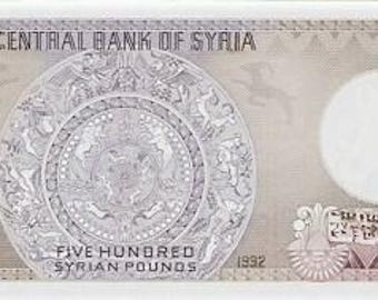 シリア 500 ポンド紙幣 通貨 紙幣 1976-92 UNC。古い紙幣コレクション