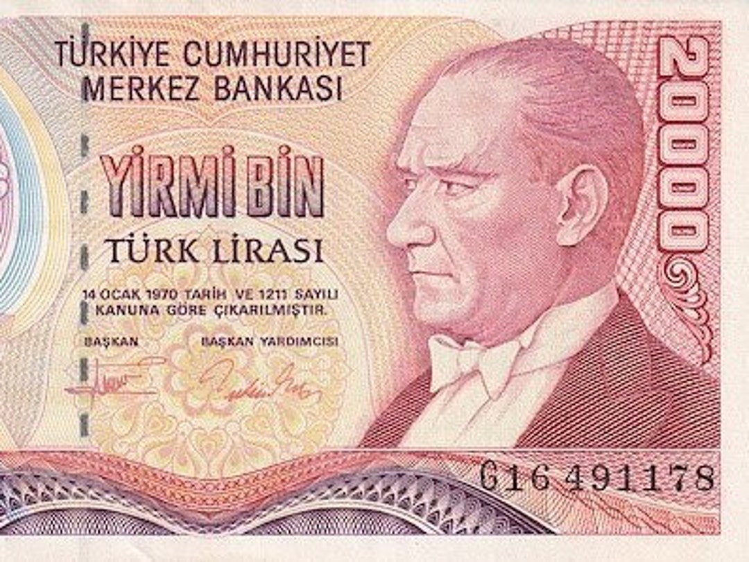 トルコ 20,000 リラ紙幣 1988-1995 UNC。古い紙幣、外国の世界の紙幣