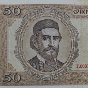 Serbia Regno di Jugoslavia 50 Dinara 1942 banconota F-VF. - vecchia carta moneta - Banconote straniere - Collezione carta moneta.