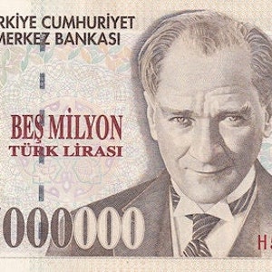 Türkiye 5.000.000 Lira 1997 Banknote VF.  Papiergeld, Ausländische Welt Banknoten - Sammlung Papiergeld. Geschenke für Ihn.