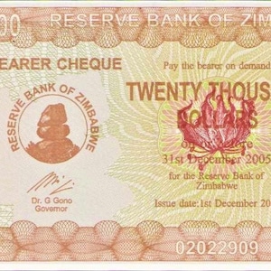 Zimbabwe 20.000 dollari in valuta Banconota 2003 UNC. Vecchia carta moneta, banconote estere, carta da collezione. regali per lui.