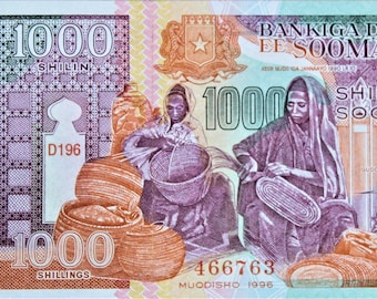 Somalia 1.000 Shilin moneda Billete 1990 UNC. - Papel Moneda antiguo - Billetes Extranjeros del Mundo - Papel Moneda de Colección. regalos para él.