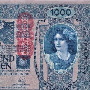 Banconota da 1.000 corone austro-ungariche 1902 UNC. - Vecchia carta moneta - Valuta estera/Banconote - Anni 1900! - Collezione di monete