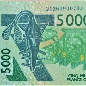 Stati dell'Africa Occidentale 5.000 Franchi Costa d'Avorio, valuta Banconota 2003 XF-UNC. Cartamoneta, Banconote del mondo estero - Collezione Cartamoneta.