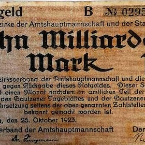 Germany Notgeld Stadt Bautzen 10 Billion Mark 1923 G,- . Notgeld - Altes Papiergeld.-