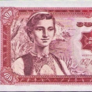 Jugoslawien 100 Dinara Währung Banknote 1963 UNC. -altes Papiergeld. Ausländische Welt Währung / Banknoten - Sammlung Geld.- Geschenke für Ihn.