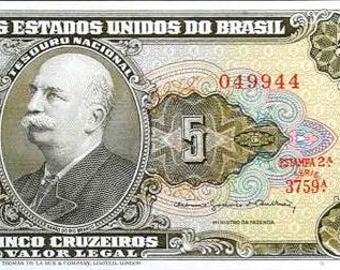 ブラジル 5クルゼイロ紙幣 1962-68 UNC、- 紙幣、外国紙幣