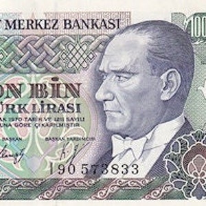 Banconota da 10.000 lire della Turchia 1982-1989 UNC. Vecchia carta moneta, Banconote del mondo straniero - Collezione di carta moneta. Regali per lui.