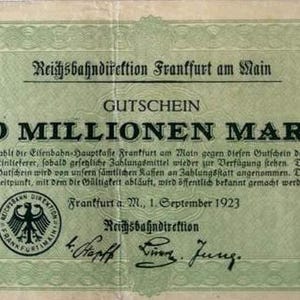 Germany Notgeld Stadt Frankfurt am Main 10 Millionen Mark 1923 vz. Notgeld - Altes Papier Geldgeschenk.-,- Geschenke für Ihn.