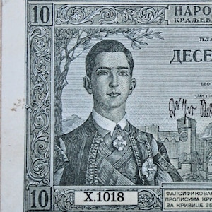 Serbia Regno di Jugoslavia 10 Dinara 1939 valuta Banconota XF. vecchia cartamoneta - Banconote del mondo estero - Collezione Cartamoneta. i regali.