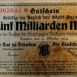 Germany Notgeld Stadt Dresden 5 Billion Mark 1923 VG,-. Notgeld - Altes Papiergeld.-