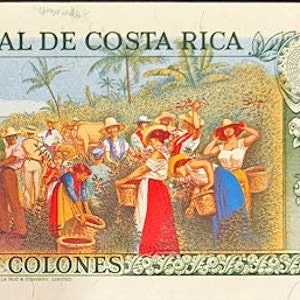 Costa Rica 5 Colones Währung Banknote, 1968-1992 UNC. altes Papiergeld, Fremde Welt Banknoten - Sammlung Papiergeld.Geschenke für Ihn.