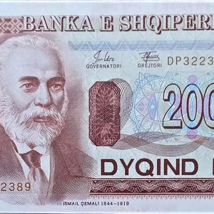 Banconota da 200 Leke dell'Albania, 1994 UNC. Vecchia carta moneta, Valuta estera/Banconote, Collezione di monete. Regali.