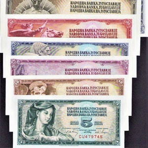 Jugoslawien 5/10/20/50/100/500/1000, Währung Geldschein 7 teilig 1968-1986 ungelaufen. altes Papiergeld. Ausländische Welt Währung / Banknoten, Geschenke für Ihn