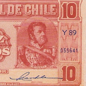 Banconota da 10 pesos cileni 1960 UNC. - Vecchia Carta Moneta - Banconote Mondo Estero - Collezione Carta Moneta - regali per lui.