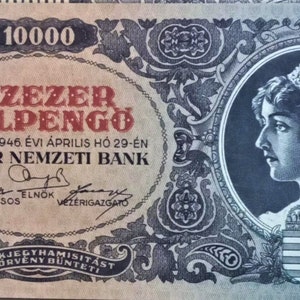 Ungheria 10.000 Pengö Banconota 1946 XF-UNC. Vecchia Carta Moneta, Banconote Mondo Estero - Collezione Carta Moneta,-regali per lui