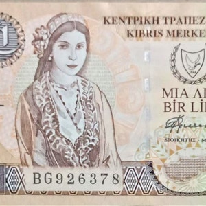 Cipro (Nord) 1 Lira - Banconota in valuta Sterlina UNC. vecchia carta moneta, banconote del mondo straniero - Collezione carta moneta. regali per lui.