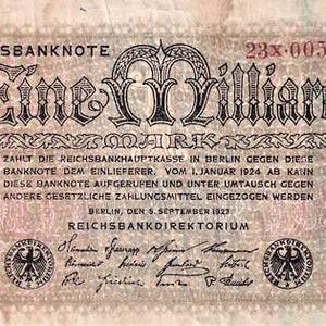 Deutsche Reichsbanknote 1 Billion Mark 1924 F. Papiergeld- Sammlung alter Papiergeld.- Ausländische Weltgelder.- Geldscheine.- Geschenke für Ihn.