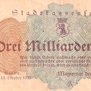 Germania Notgeld Stadt Berlin 3 miliardi di marchi 1923 BB-SPL. Denaro di emergenza - Vecchia carta moneta.-,- regali per lui.