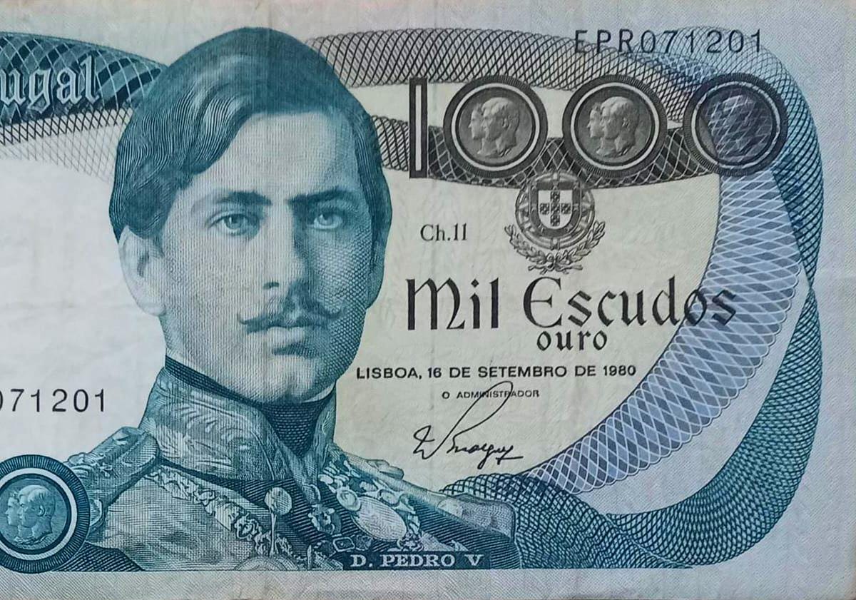 ポルトガル 1,000 エスクード紙幣 1968-82 VF - 古い紙幣、外国の紙幣