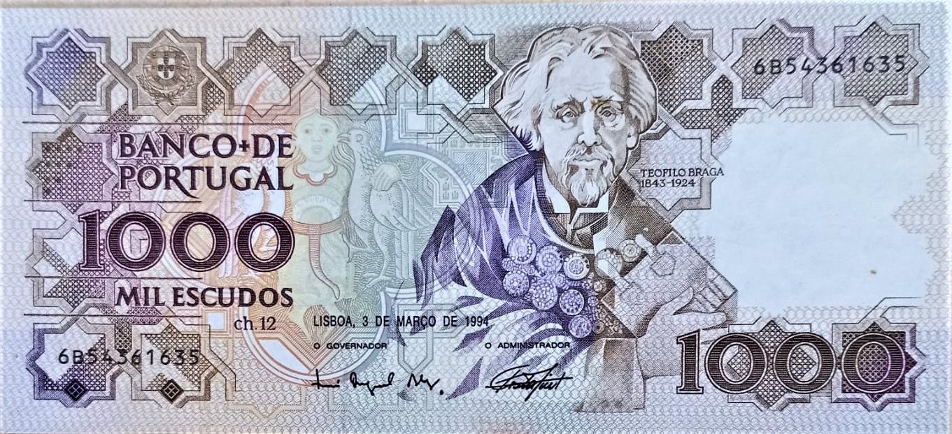 ポルトガル 1,000 エスクード紙幣 1994 年 3 月 3 日 UNC. - 古い紙幣