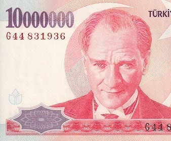 Türkiye 10.000.000 Lira currency Banknote 1999 F-VF.  old Paper Money, Foreign World Banknotes -  Collection Paper Money. gifts for him.