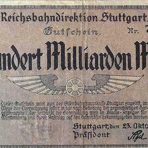 Germania Notgeld Stadt Stuttgart 100 miliardi di marchi 1923 VF-XF,-. Denaro di emergenza - Vecchia carta moneta.-