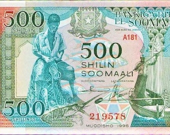 Somalia 500 Shillin moneda Billete 1996 UNC. - Papel Moneda antiguo - Billetes Extranjeros del Mundo - Papel Moneda de Colección. regalos para él.