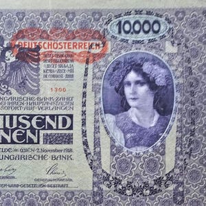 Banconota da 10.000 corone austro-ungariche 1918 XF. - Vecchia carta moneta - Valuta estera/Banconote - Anni 1900! - Collezione di monete