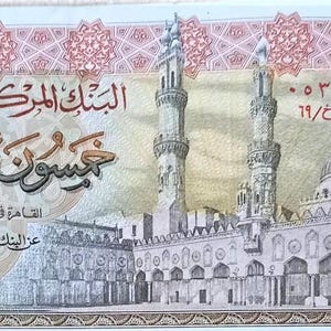 Ägypten 50 Piastres Geldschein 1967-1978 Ausgefallene. altes Papiergeld - Ausländische Welt Banknoten - Sammlung Papiergeld.