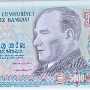 Türkiye Mevlana 5.000 Lira Währung Banknote 1981 XF.  altes Papiergeld, Ausländische Welt Banknoten - Sammlung Papiergeld. Geschenke für Ihn.