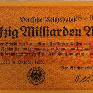 Germany Notgeld Stadt Berlin - Reichsbahn 50 Billion Mark 1923 ss-gut erhalten. Notgeld - Altes Papiergeld.-