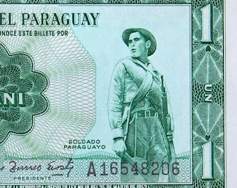 Paraguay 1 Guarani currency Bankote 1952 UNC.- old paper money , Foreign World Currency/Banknotes - Collection Paper Money. gifts for him.