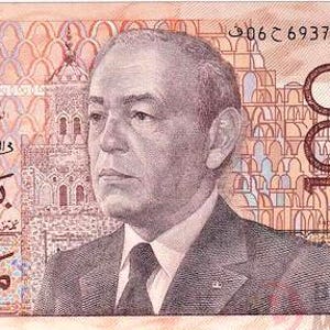 Banconota da 100 Dirham del Marocco del 1987 XF. Vecchia carta moneta, banconote straniere - Collezione di carta moneta - regali per lui.