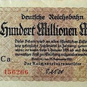 Germany Notgeld Stadt Berlin - Reichsbahn 100 Million Mark 1923 unz. Notgeld - Altes Papier Geldgeschenk.-,- Geschenke für Ihn.