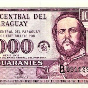 Paraguay 1.000 Guarani Währung Bankote 2002 UNC.- altes Papiergeld, Ausländische Währung / Banknotensammlung Papiergeld. Geschenke für Ihn