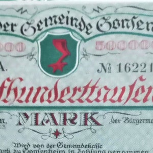 Germany Notgeld Gemeinde Gonsenheim 500.000 Mark 1923 UNC. Notgeld - Altes Papiergeld