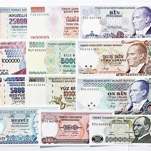 Türkiye 7. Ausgabe Währung Geldschein Set 12 tlg. 1979-2002 ungebraucht alte Papiergeld - Ausländische Welt Banknoten - Sammlung Papiergeld-Geschenke,