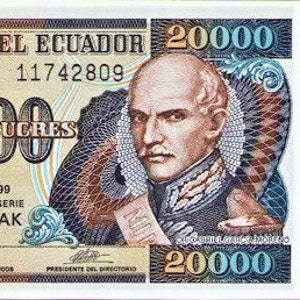 Ecuador 20.000 Sucres Währung Banknote 1999 UNC,- altes Papiergeld, Ausländische Welt Banknoten - Sammlung Papiergeld