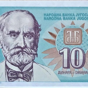 Banconota da 10 Dinara della Jugoslavia, 1994 UNC. - vecchia carta moneta. Valuta estera/Banconote -- Collezione di monete - regali per lui.