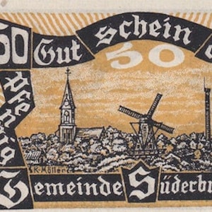 Germany Notgeld Gemeinde Süderbrarup 50 Pfennig 1920 UNC. Emergency Money - Old Paper Money-Foreign World Currency/Banknotes
