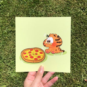 Impressão artística de cartão postal de gato malhado laranja