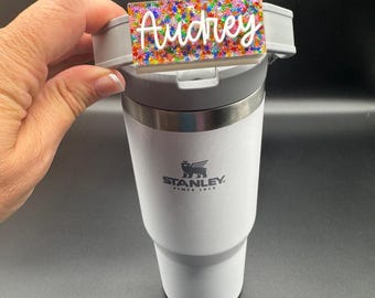 Personalized Chunky Rainbow Stars Tumbler Name Tag | IceFlow Tumbler