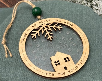 Zip Code Ornament | No Place Like Home Ornament | Personalized Home for the Holidays Zip Code Ornament | Christmas Gift | Ornament Exchange