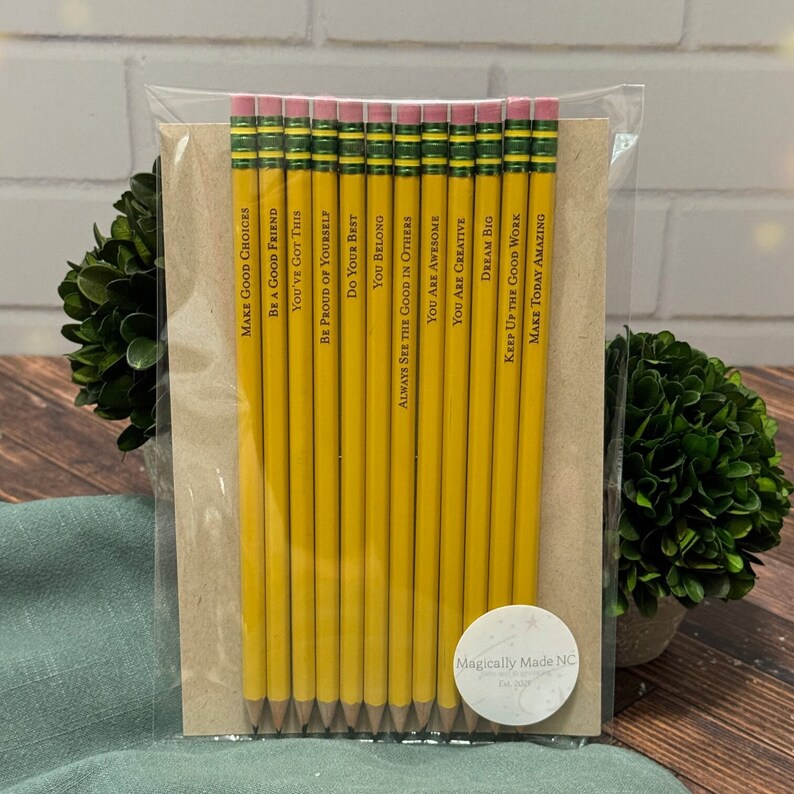 Set of 12 Inspirational Pencils | Personalized Pencils | Back to School ...