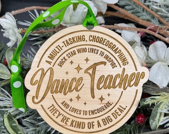 Engraved Maple Dance Teacher Ornament | Christmas Gift