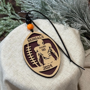 Football Christmas Ornament, Football Ornament, Football Player Gift, Football Car Charm, Personalized Football Player Christmas Ornament
