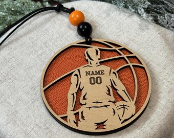 Basketball Christmas Ornament, Basketball Ornament, Basketball Player Gift, Basketball Car Charm Personalized Basketball Player Ornament